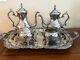 Fb Rogers Silver Plate Tea & Coffee Set With Tray Vintage Oversized