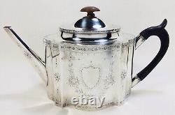 Federal Style Silverplate Engraved Tea Set Coffee Pot Creamer Sugar/Waste