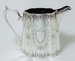 Federal Style Silverplate Engraved Tea Set Coffee Pot Creamer Sugar/Waste