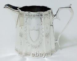 Federal Style Silverplate Engraved Tea Set Coffee Pot Creamer Sugar/Waste