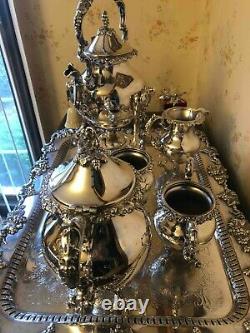 Five piece antique silver plated tea set, almost perfect condition