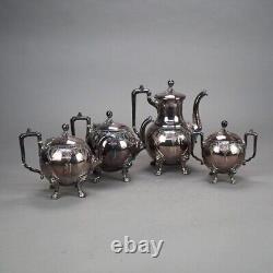 Four Piece Antique Figural Clawfoot Silver Plate Tea Set C1890