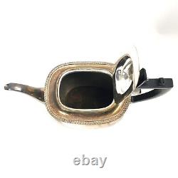 Four Piece Antique Silver Plate Tea & Coffee Set Ebonised Handle Reeded Design