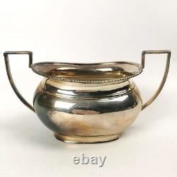 Four Piece Antique Silver Plate Tea & Coffee Set Ebonised Handle Reeded Design