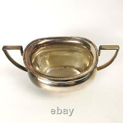 Four Piece Antique Silver Plate Tea & Coffee Set Ebonised Handle Reeded Design