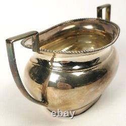 Four Piece Antique Silver Plate Tea & Coffee Set Ebonised Handle Reeded Design