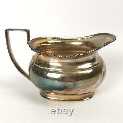 Four Piece Antique Silver Plate Tea & Coffee Set Ebonised Handle Reeded Design