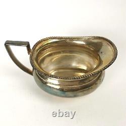 Four Piece Antique Silver Plate Tea & Coffee Set Ebonised Handle Reeded Design