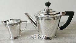 Four-Piece Art Deco Silver Plate Tea Set by Keith Murray for Mappin & Webb