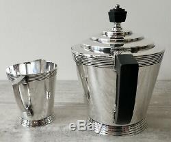 Four-Piece Art Deco Silver Plate Tea Set by Keith Murray for Mappin & Webb