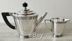 Four-Piece Art Deco Silver Plate Tea Set by Keith Murray for Mappin & Webb