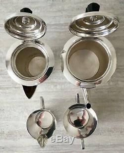 Four-Piece Art Deco Silver Plate Tea Set by Keith Murray for Mappin & Webb