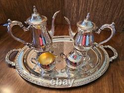 Free Shipping! Vintage Oneida Silver Plated 5 Piece Ornate Tea & Coffee Set