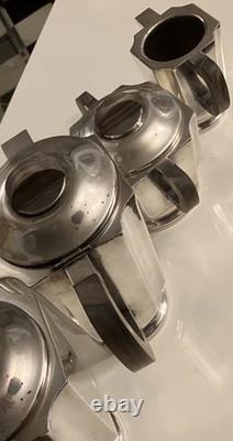 French Art Deco 1930 Coffee Tea Set Service Silver Plate Lanel Christofle Era
