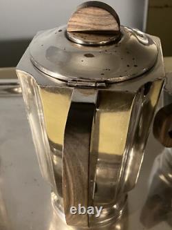 French Art Deco 1930 Coffee Tea Set Service Silver Plate Lanel Christofle Era