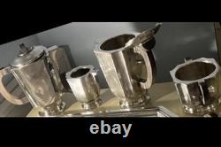 French Art Deco 1930 Coffee Tea Set Service Silver Plate Lanel Christofle Era