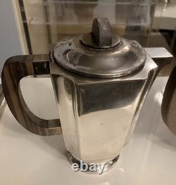 French Art Deco 1930 Coffee Tea Set Service Silver Plate Lanel Christofle Era