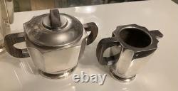 French Art Deco 1930 Coffee Tea Set Service Silver Plate Lanel Christofle Era