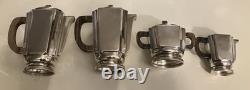 French Art Deco 1930 Coffee Tea Set Service Silver Plate Lanel Christofle Era