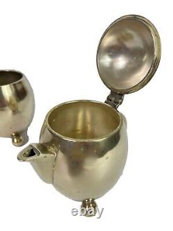 French Art Deco Modernist Coffee/Tea Set Silver plate -Quality Heavy /Signed