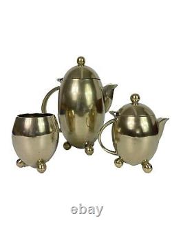 French Art Deco Modernist Coffee/Tea Set Silver plate -Quality Heavy /Signed
