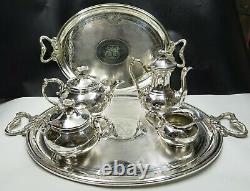 French Christofle Silver Plate Napoleonic Tea & Coffee Set TWO Trays, ca 1850