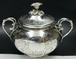 French Christofle Silver Plate Napoleonic Tea & Coffee Set TWO Trays, ca 1850