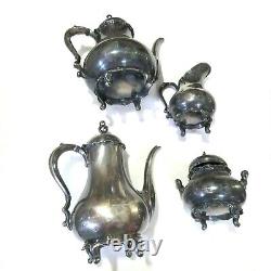 French Provincial Reed & Barton 7040 Silver Plate Tea Coffee Set with Tray
