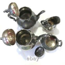 French Provincial Reed & Barton 7040 Silver Plate Tea Coffee Set with Tray