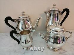 GALLIA / CHRISTOFLE silver plated Coffee Tea sugar creamer set 4 pcs FRANCE