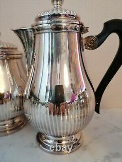 GALLIA / CHRISTOFLE silver plated Coffee Tea sugar creamer set 4 pcs FRANCE