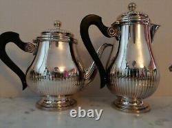 GALLIA / CHRISTOFLE silver plated Coffee Tea sugar creamer set 4 pcs FRANCE