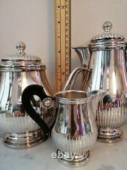 GALLIA / CHRISTOFLE silver plated Coffee Tea sugar creamer set 4 pcs FRANCE