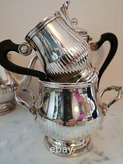 GALLIA / CHRISTOFLE silver plated Coffee Tea sugar creamer set 4 pcs FRANCE