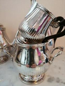 GALLIA / CHRISTOFLE silver plated Coffee Tea sugar creamer set 4 pcs FRANCE