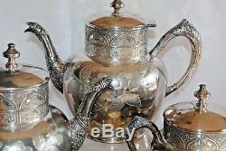 GORGEOUS VTG QUADRUPLE SILVER PLATE W. M. ROGERS CHALFONTE MFG Co TEA SET FLORAL