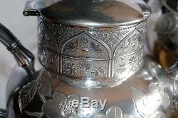 GORGEOUS VTG QUADRUPLE SILVER PLATE W. M. ROGERS CHALFONTE MFG Co TEA SET FLORAL