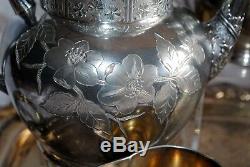 GORGEOUS VTG QUADRUPLE SILVER PLATE W. M. ROGERS CHALFONTE MFG Co TEA SET FLORAL