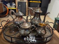 GORHAM Chantilly 5 piece Silver-plated Tea Set. Flawless Condition