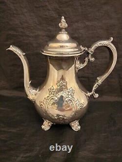 GORHAM Chantilly 6 Pc SILVER-PLATE TEA SET-2 Pots-Creamer-Sugar-Waste- Rect Tray