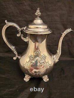 GORHAM Chantilly 6 Pc SILVER-PLATE TEA SET-2 Pots-Creamer-Sugar-Waste- Rect Tray