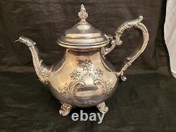GORHAM Chantilly 6 Pc SILVER-PLATE TEA SET-2 Pots-Creamer-Sugar-Waste- Rect Tray