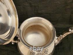 GORHAM Chantilly 6 Pc SILVER-PLATE TEA SET-2 Pots-Creamer-Sugar-Waste- Rect Tray
