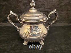 GORHAM Chantilly 6 Pc SILVER-PLATE TEA SET-2 Pots-Creamer-Sugar-Waste- Rect Tray