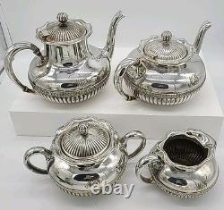 GORHAM Silver Soldered 4pc Coffee Pot Tea Set Teapot Creamer Sugar 0740 Initials