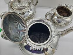 GORHAM Silver Soldered 4pc Coffee Pot Tea Set Teapot Creamer Sugar 0740 Initials