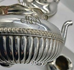 GORHAM Silver Soldered 4pc Coffee Pot Tea Set Teapot Creamer Sugar 0740 Initials