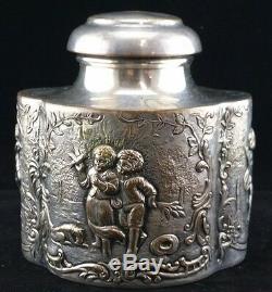 GREAT ANTIQUE E. G. WEBSTER & SON SILVER PLATED TEA CADDY, c. 1890