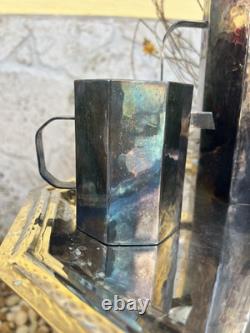 G. B Sport, Padova, Italy, Hand Hammered Art Deco Silver Plate Coffee/Tea Service