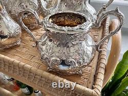 Garrard and co ltd regent plate four piece tea set with Ostrich Spout